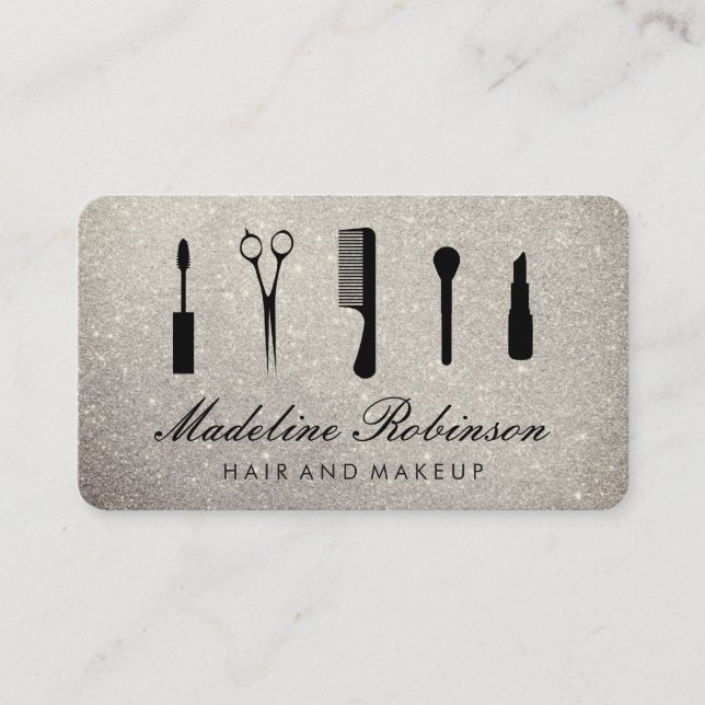 Cartão De Visita Kit de Glamor com Glitter Elegante (Frente)