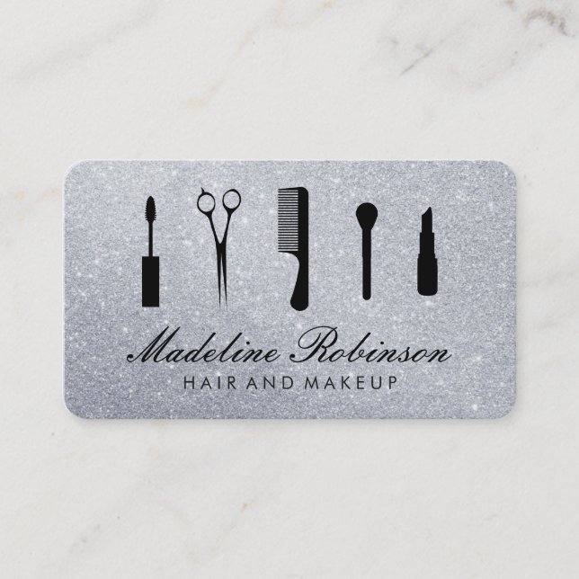 Cartão De Visita Kit de Glamor com Glitter Elegante (Frente)