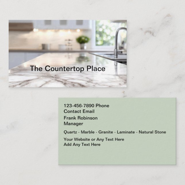 Cartão De Visita Kitchen Countertop Construction Business Cards (Frente/Verso)