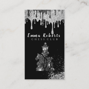 Cartão De Visita Knight Chess Piece - Faux Silver Foil