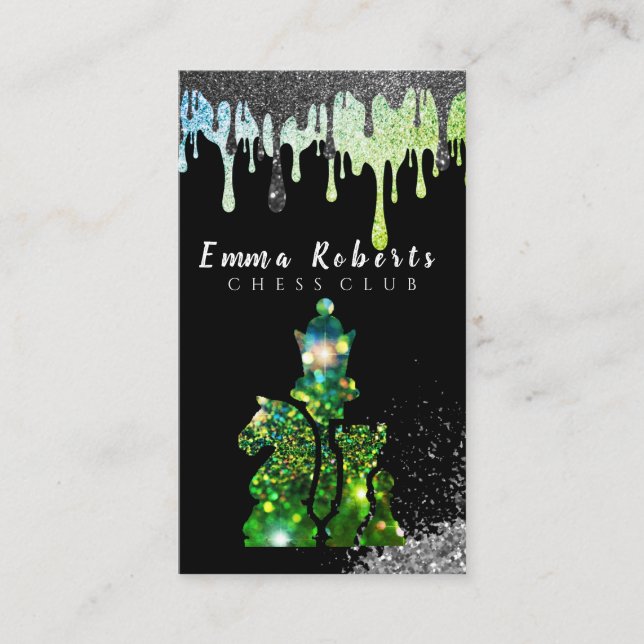 Cartão De Visita Knight Chess Piece - Faux Silver Foil Business Ca (Frente)