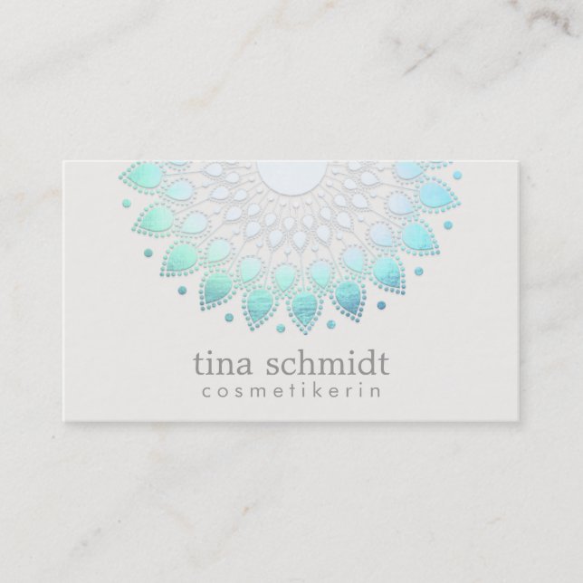 Cartão De Visita Kosmetologie Elegante Kreis Hellblau Weiß (Frente)