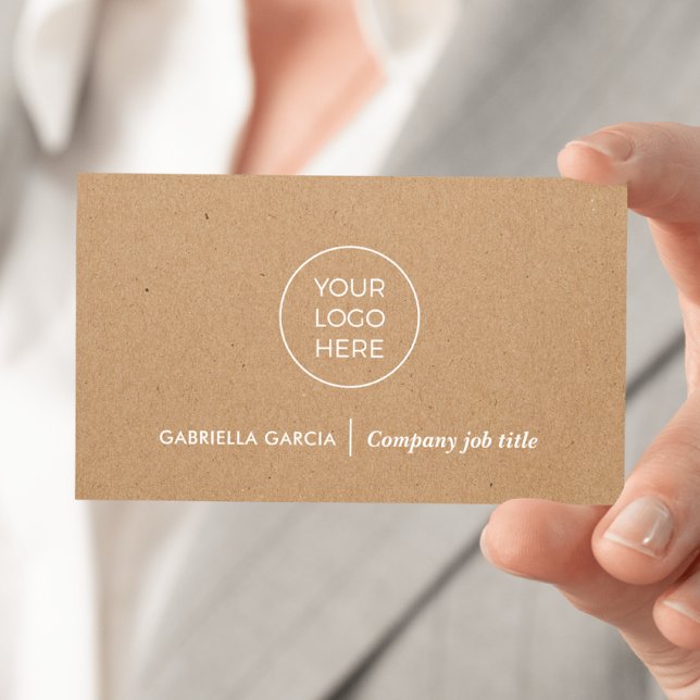Cartão de Visita Kraft Impresso Código QR com Logo (Front side of card shown in 3.5 x 2.0 inch, add your business details and QR Code on the backside.)