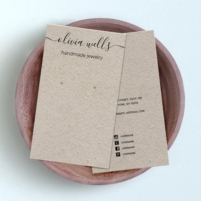 Cartão De Visita Kraft Signature Script Earring Display Business Ca (Criador carregado)