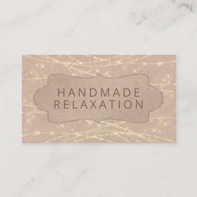 Cartão De Visita Kraft String Lights Spa Bath Soak Body Button (Frente)