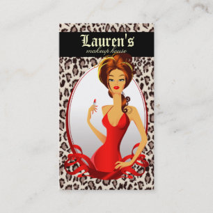 Cartão De Visita Lábios Artistas De Maquiagem N Lipstick Red Leopa