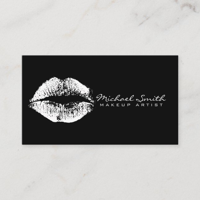 Cartão De Visita Lábios Brancos do Artista de Composição (Frente)
