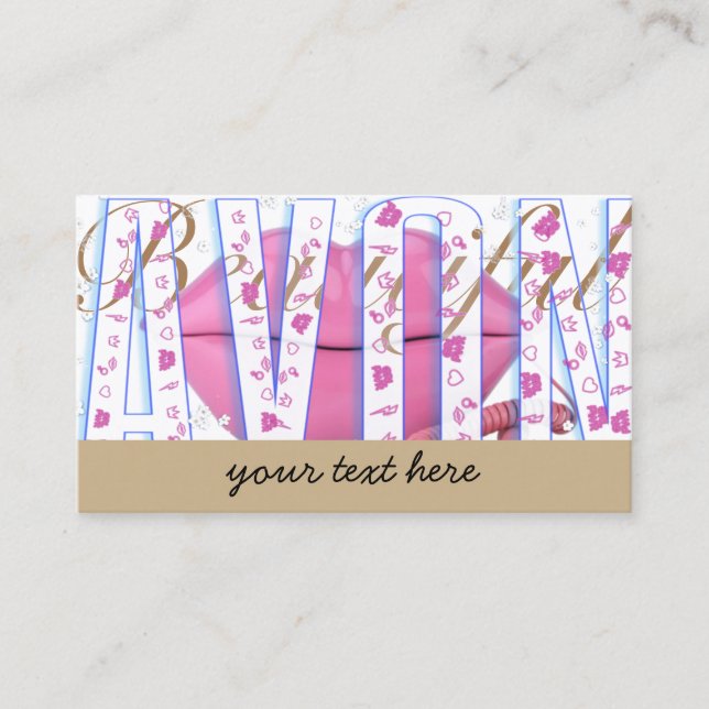 Cartão De Visita lábios cor-de-rosa telefone Avon (Frente)