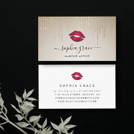 Cartão De Visita Lábios de Artistas da Chuva do ouro