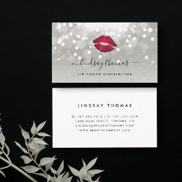 Cartão De Visita Lábios de brilho de platina