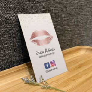 Cartão De Visita Lábios Dourados do artista Makeup Salon Social Med