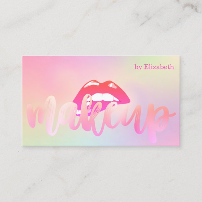 Cartão De Visita Lábios modernos sofisticados Elegantes Holográfico (Frente)
