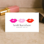Cartão De Visita Lábios Negros Trio Watercolor Makeup Artista Branc<br><div class="desc">Uma ilustração aquosa de três beijos de batom rosa e vermelho é definida em um fundo branco para um design único e atraente neste modelo de cartão de negócios inspirado em beleza. Criado para maquiagem, profissionais de beleza, marcas cosméticas e muito mais. © 1201AM CREATIVE</div>