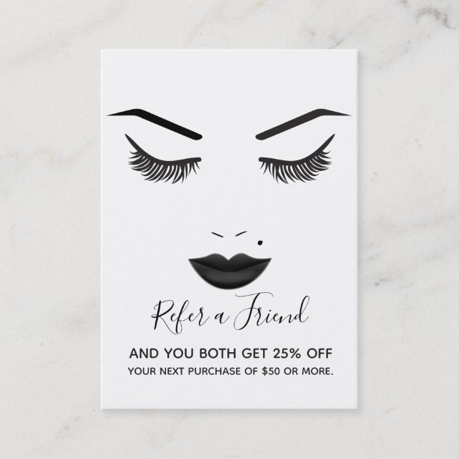 Cartão De Visita Lábios Pretos Maquiagem Face Traços Lábios Salão d (Frente)