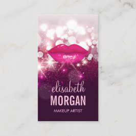 Cartão De Visita Lábios vermelhos do artista Maquietado com brilho 