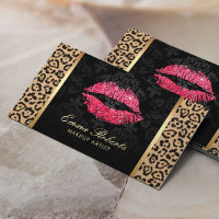 Lábios Vermelhos Leopard Damask Makeup Artista