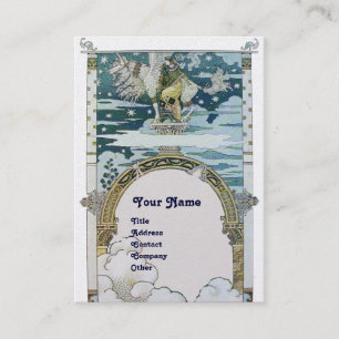 Cartão De Visita LADY WITH UNICORN, papel metálico azul de ouro