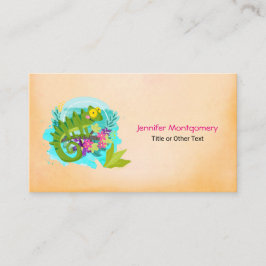 Cartão De Visita Lagarto tropical com flores