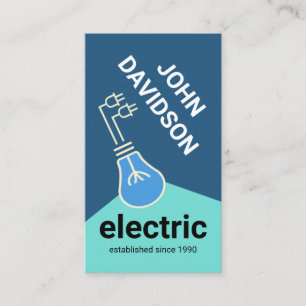 Cartão De Visita Lâmpada Azul Artística Feixe Fiação Elétrica