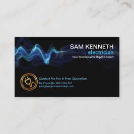Cartão De Visita Lâmpada Azul Em Greve Repara Eletricidade