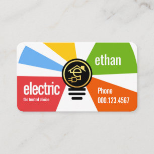 Cartão De Visita Lâmpada Elétrica Brilhante Letra-e