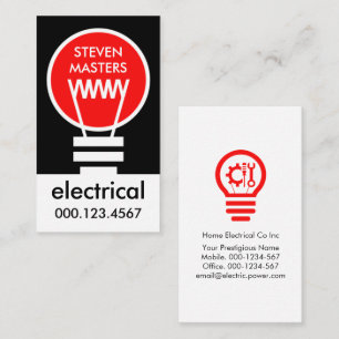 Cartão De Visita Lâmpada Vermelha de Energia