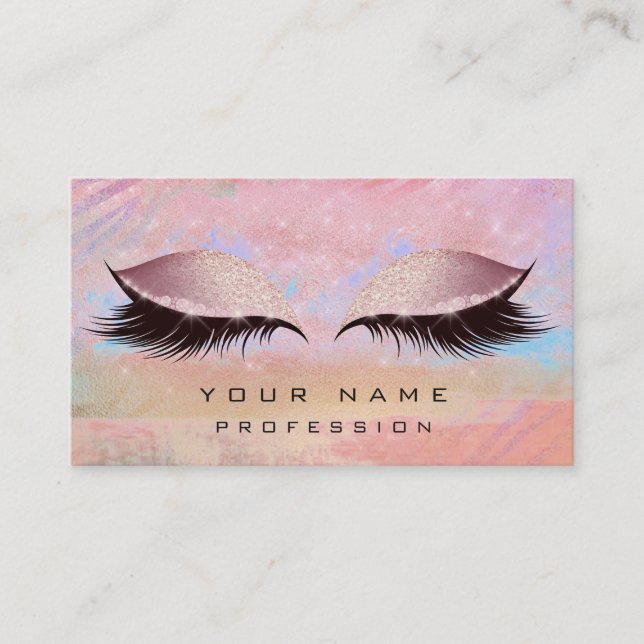 Cartão De Visita Lâmpadas Azuis Douradas Luminosas Cor-de-Rosa Bril (Frente)