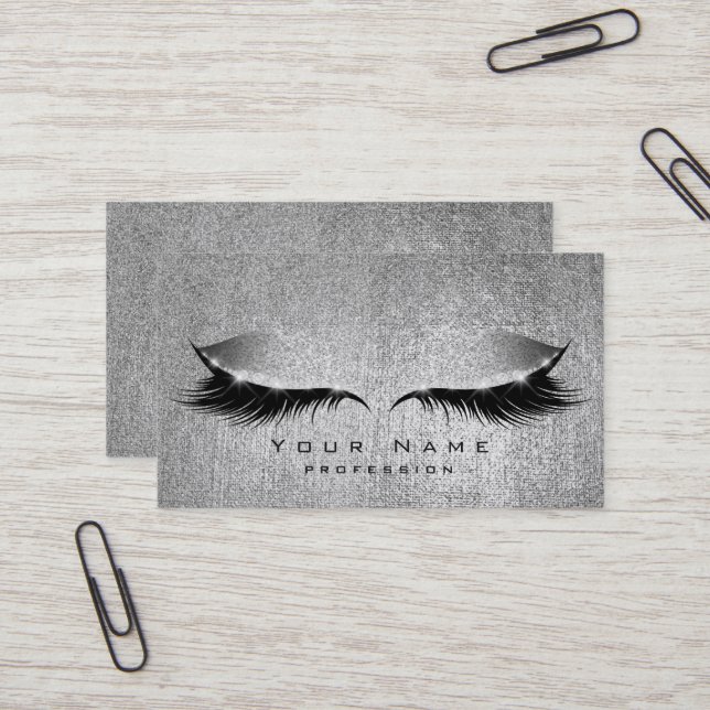 Cartão De Visita Lâmpadas Prateadas Esparsas Esmagadas Maqueiam Olh (Frente/Verso In Situ)