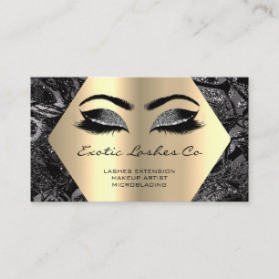 Cartão De Visita Lâmpadas Redondas Hexagonais de Makeup Dourada Pre