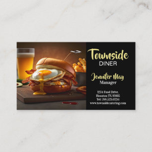 Cartão De Visita Lanchonete de Frango com Bacon e Hambúrguer de Ovo