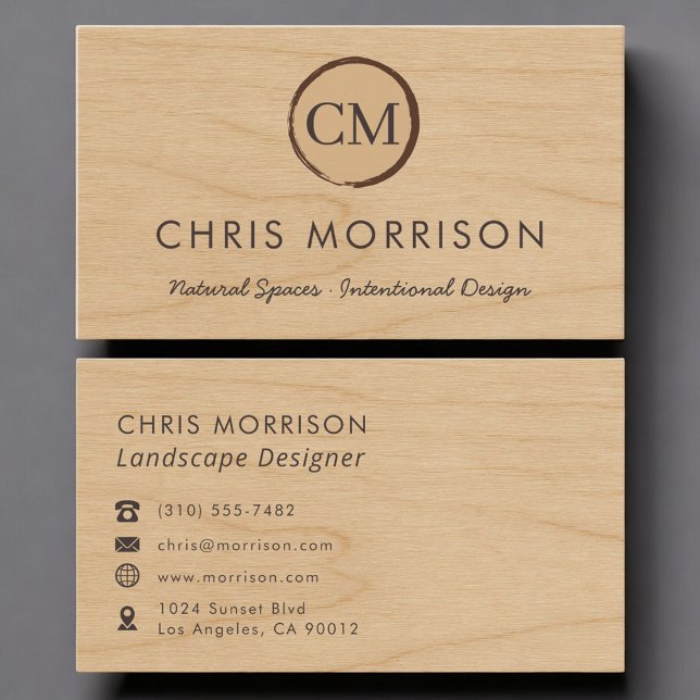 Cartão De Visita Landscape Design Wood Monogram Professional (Criador carregado)