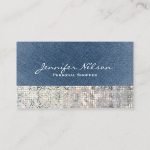 Cartão de Visita Lantejoulas Glitter Glamour Denim