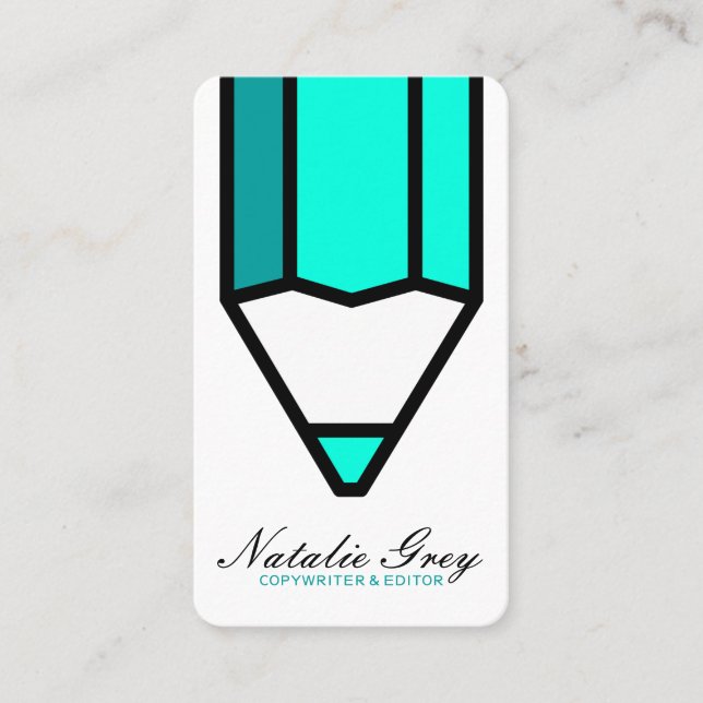 Cartão De Visita Lápis moderno do editor criativo do Copywriter do (Frente)