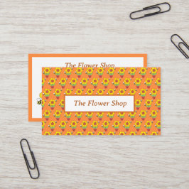 Cartão De Visita Laranja Brilhante E Girassol Amarelo