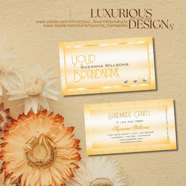 Cartão De Visita Laranja de Pêssego Moderno com Olho de Ouros (Criador carregado)