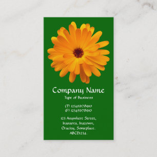 Cartão De Visita Laranja Marigold - Verde de Grama Profundo