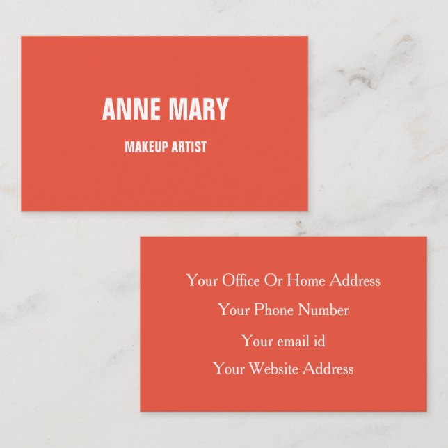 Cartão De Visita Laranja Personalização Maquiagem Artista Bela Cabe (Frente/Verso)