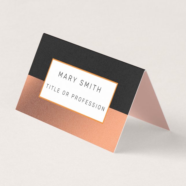 Cartão De Visita Laranja prata, luxo negro (Frente)