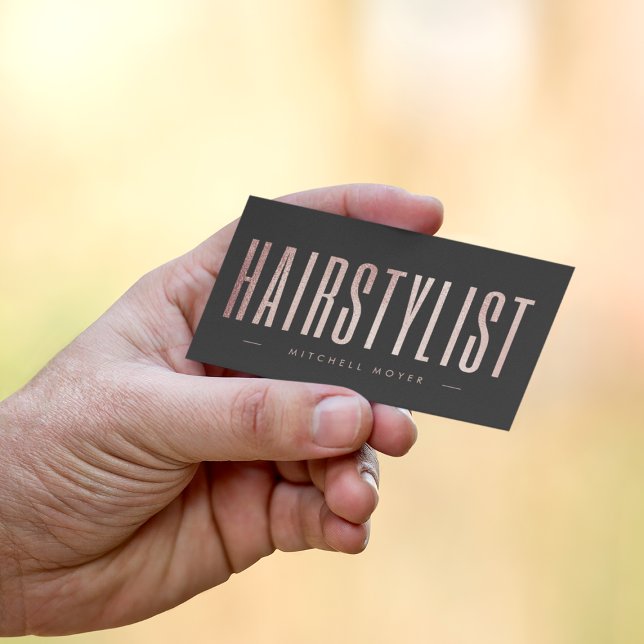 Cartão De Visita Largura Dourada do Rosa de Hairstylist (Criador carregado)