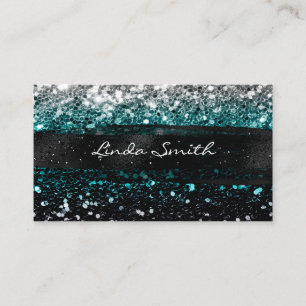 Cartão De Visita Lascas de Glitter Preto com Confetes Multicolorido