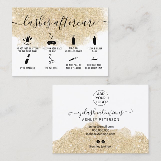 Cartão De Visita lascas ilustrações de pós-tratamento brilho dourad (Frente/Verso)