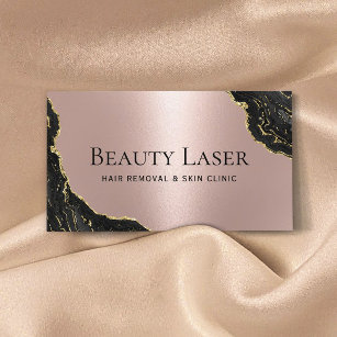 Cartão De Visita Laser Remoção do Cabelo Clínico Rosa Dourado Marbl