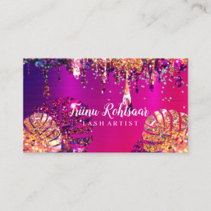 Cartão De Visita Lash Artist Glitter Rosa