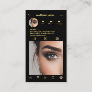 Cartão De Visita Lash Artist instagram Fotografia Grid Qr Code Blac