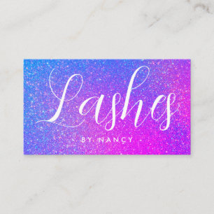 Cartão De Visita Lash Artist Tipografia Purple Holographic Glitter