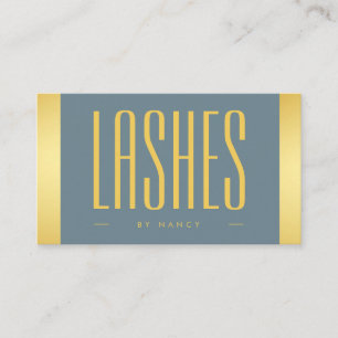 Cartão De Visita Lash Artista Dusty Blue E Código QR do Logotipo Do