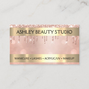 Cartão De Visita Lash Artista - Rosa de Glitter de Logotipo da List