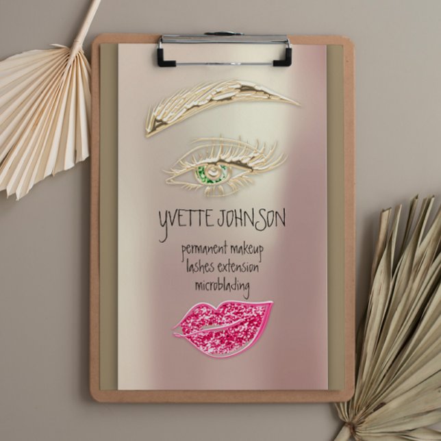 Cartão De Visita Lash Brow Permanente Makeup QRCode Dourado Kiss Ro (Criador carregado)