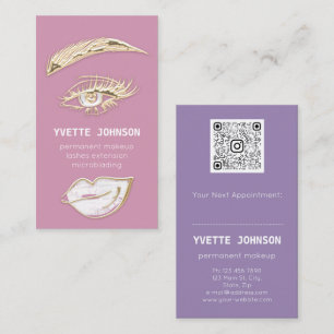 Cartão De Visita Lash Brows Logotipo de ativação permanente QRCode
