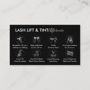Cartão De Visita Lash Cinza Preta Levante Tint Instruction Pós-Care